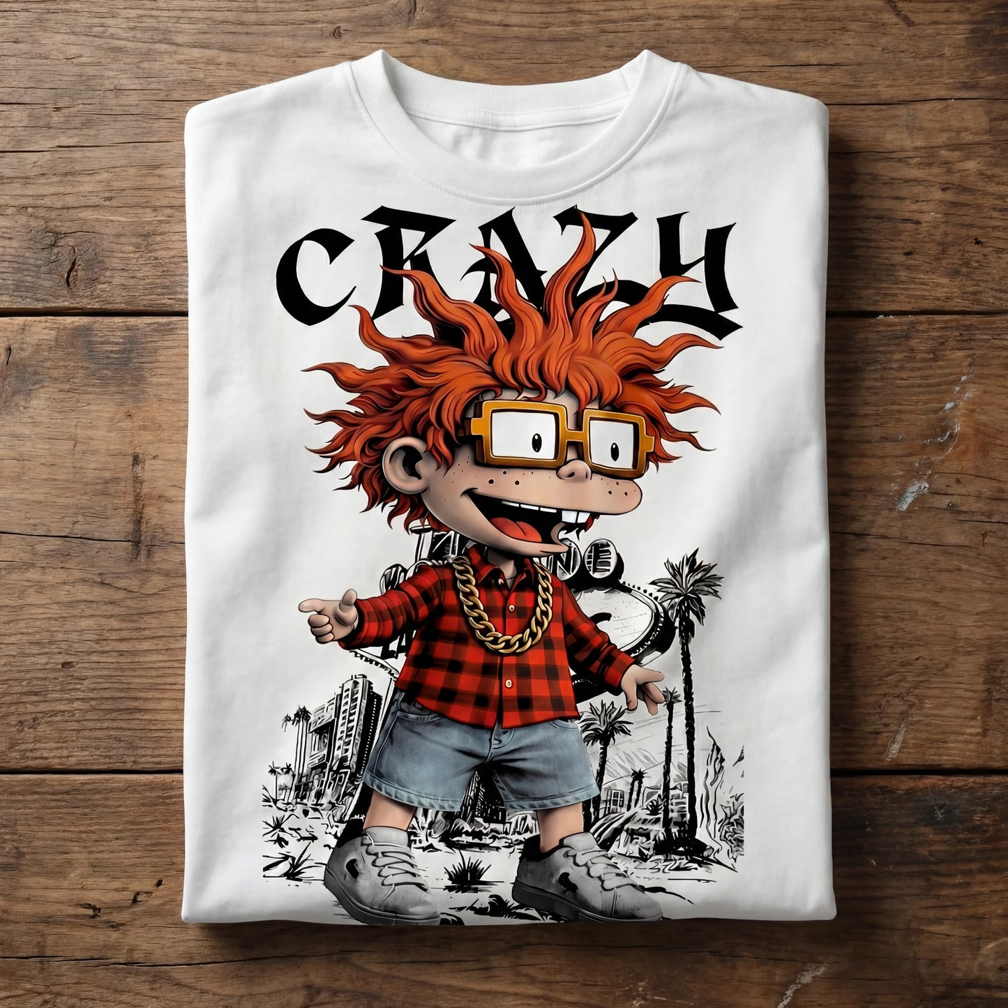 The "CRAZY" 90s Nostalgia Oversized Tee – Premium White Streetwear by Marten