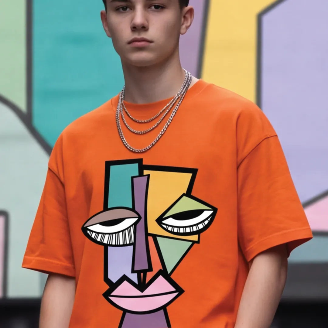 "THE EXPRESSIONIST" Oversized Tee – Vivid Orange | Marten Streetwear PK