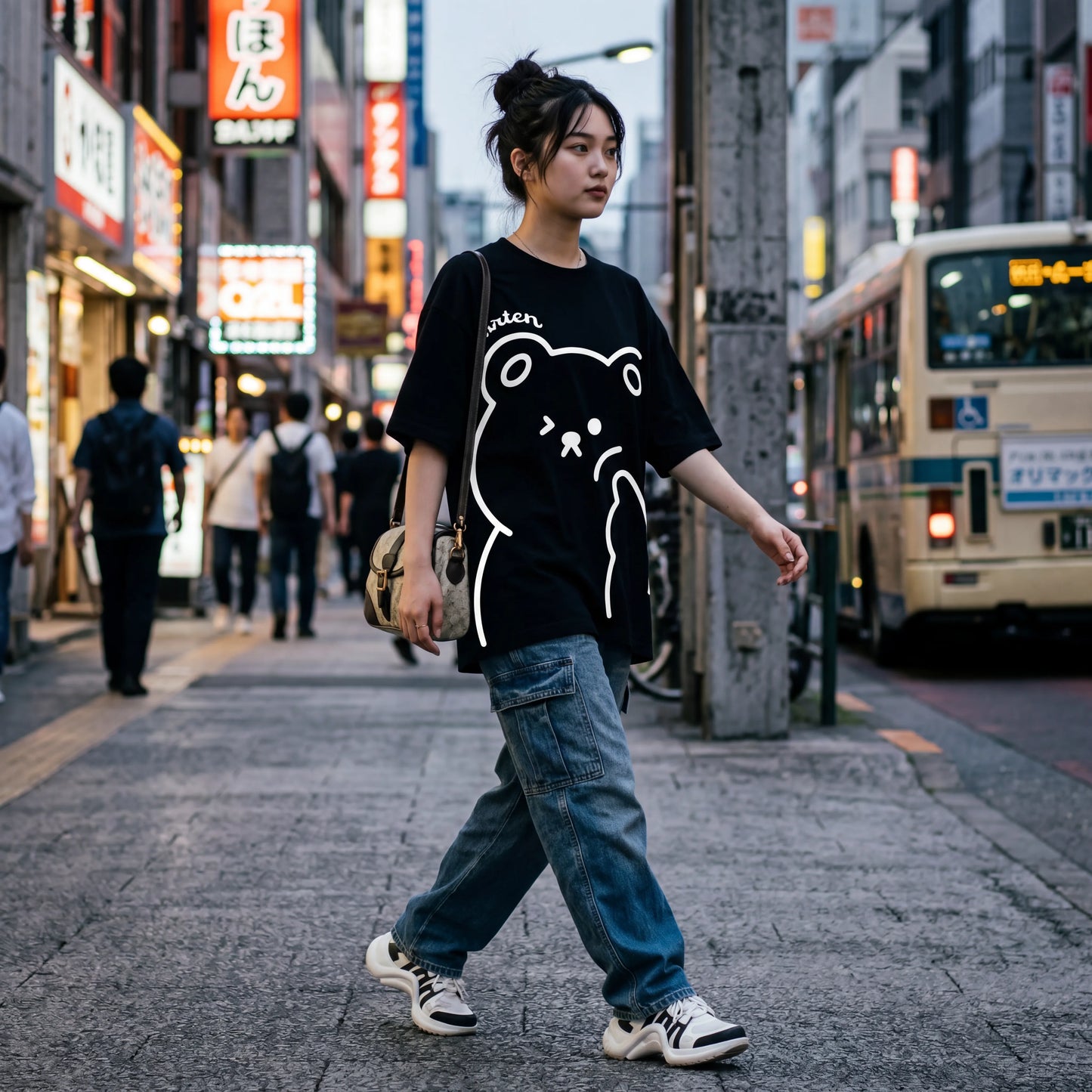 Womens Kawaii Shirt Aesthetic Shirts Harajuku Japanese Streetwear Kawaii Bear Graphic Tee