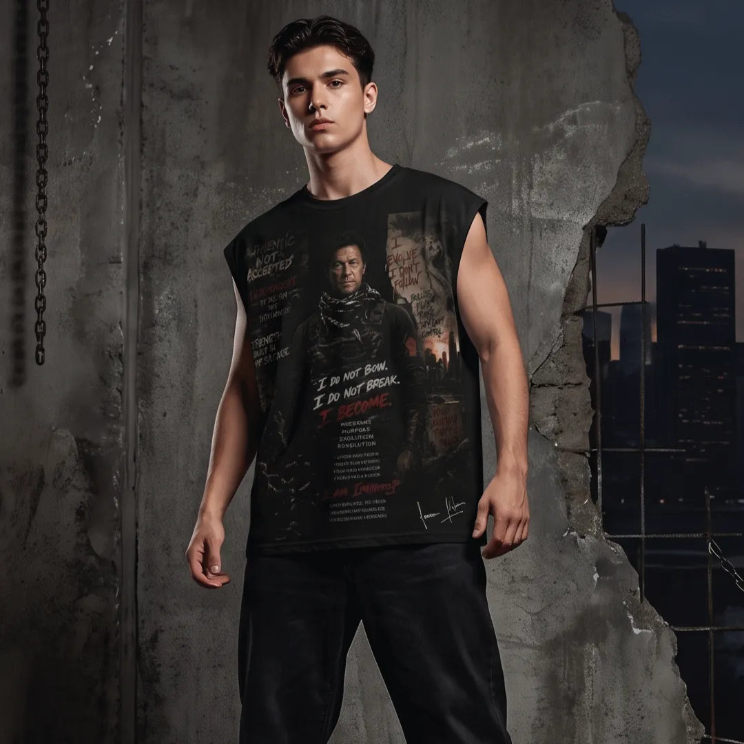 Marten Streetwear Premium Vintage Imran Khan Graphic Sleeveless T-Shirt
