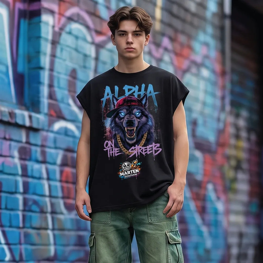 Alpha On The Streets Oversized Graphic Sleeveless T-Shirt