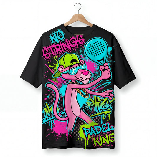 Pink Panther Padel T-Shirt Pakistan - "No Strings" Graffiti Oversized Tee - Padel King Shirt