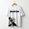 Marten "Fuzzy Sylvester" 3D Textured Oversized Tee – White