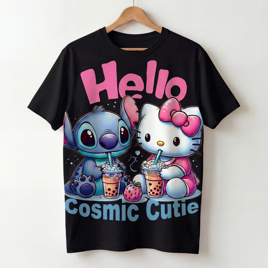 Hello Cosmic Cutie: Stitch x Hello Kitty Boba Oversized Tee