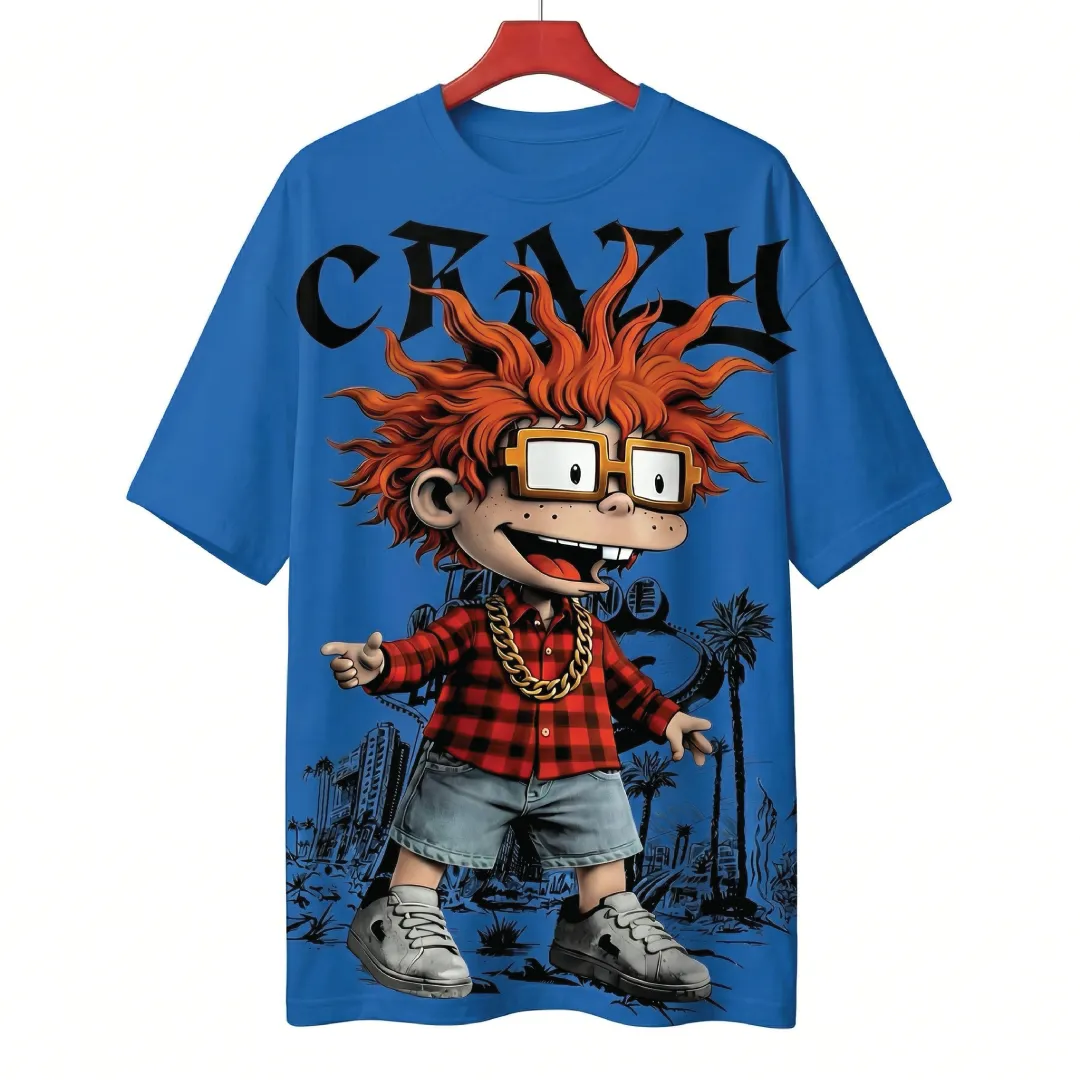 The "CRAZY" 90s Nostalgia Oversized Tee – Premium White Streetwear by Marten