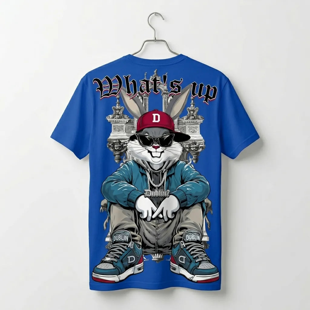 Marten "What's Up" Urban Bunny Graphic Tee – Premium White Streetwear
