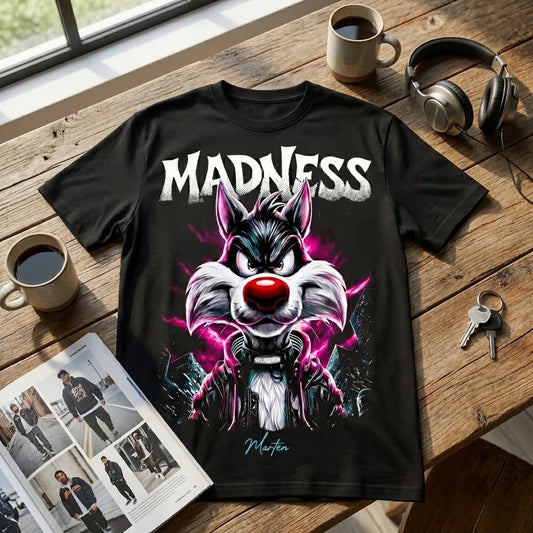 Madness Wolf Graphic Oversized T-Shirt 