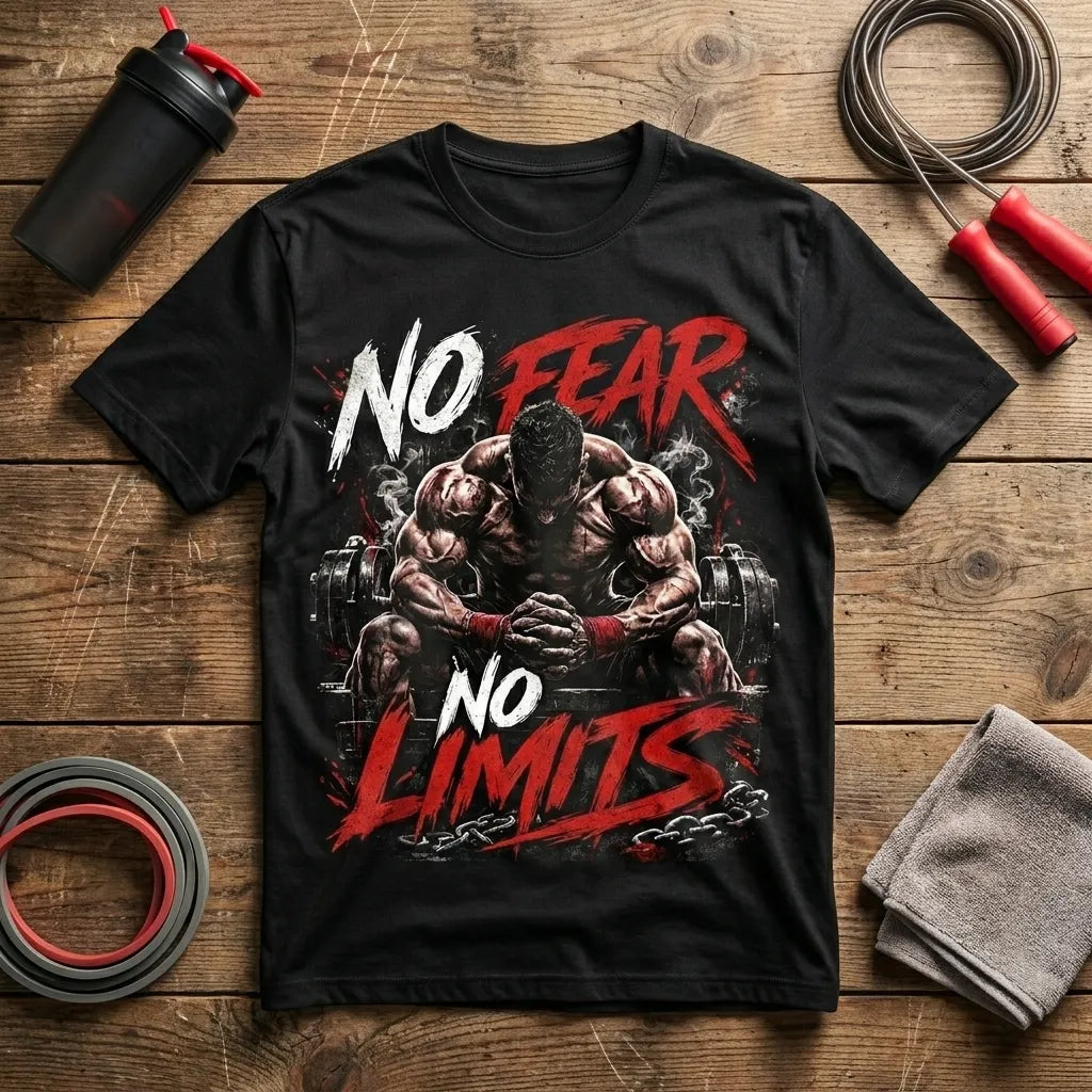 No Fear No Limits Oversized Streetwear T-Shirt – Premium Graphic Gym Tee
