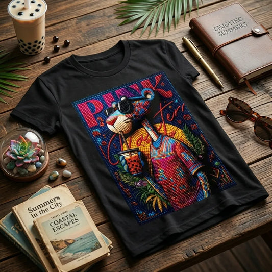 Panther on Vacation – Premium Oversized Graphic Tee