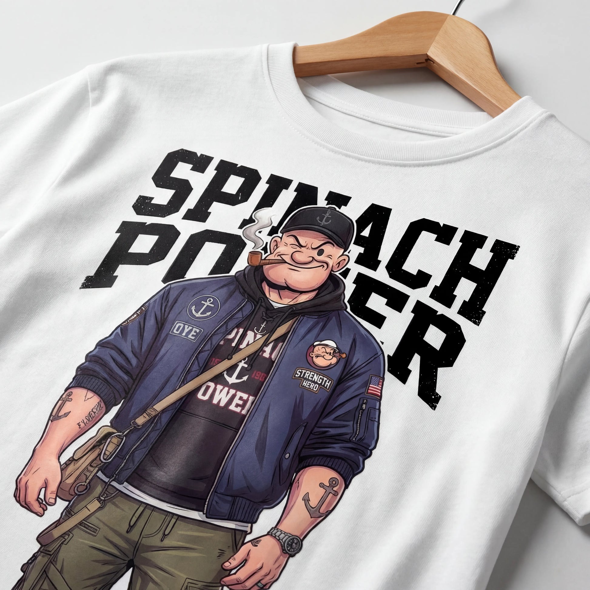 Popeye 'Spinach Power' Oversized Graphic Tee
