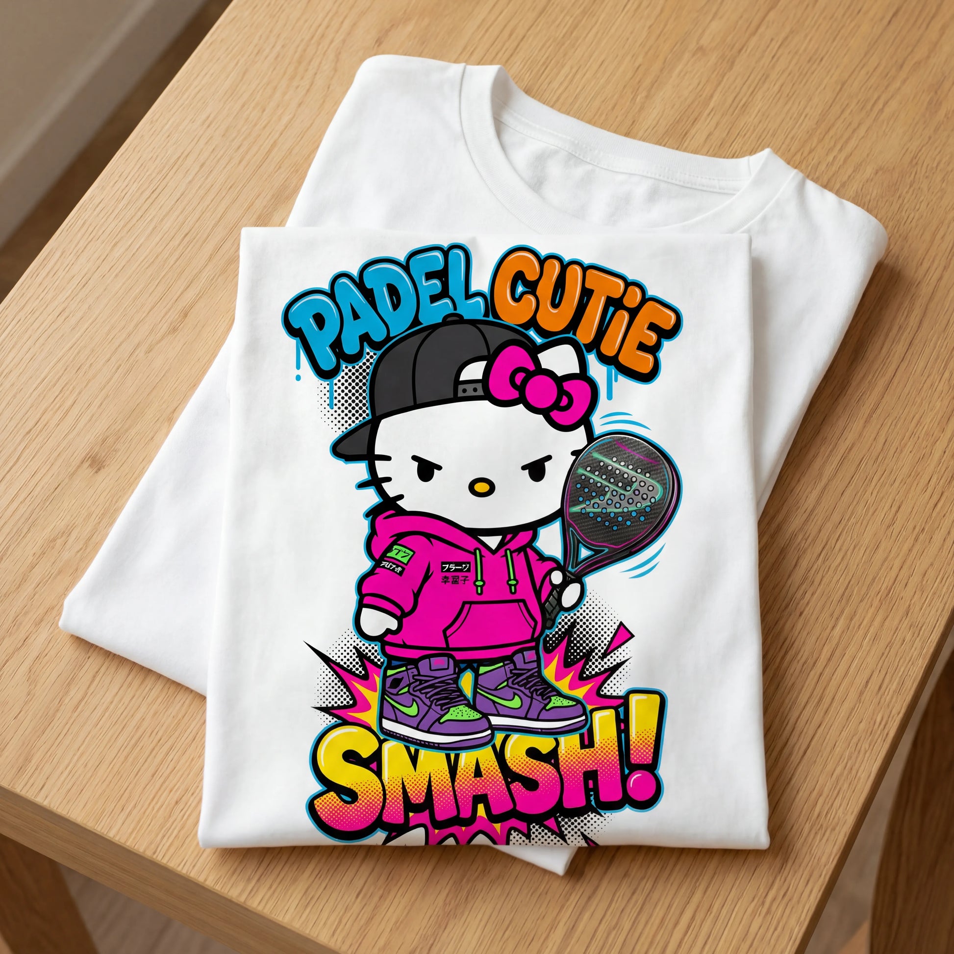 PADEL CUTIE Smash!" White Oversized T-Shirt