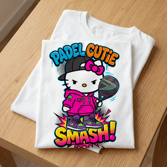 PADEL CUTIE Smash!" White Oversized T-Shirt