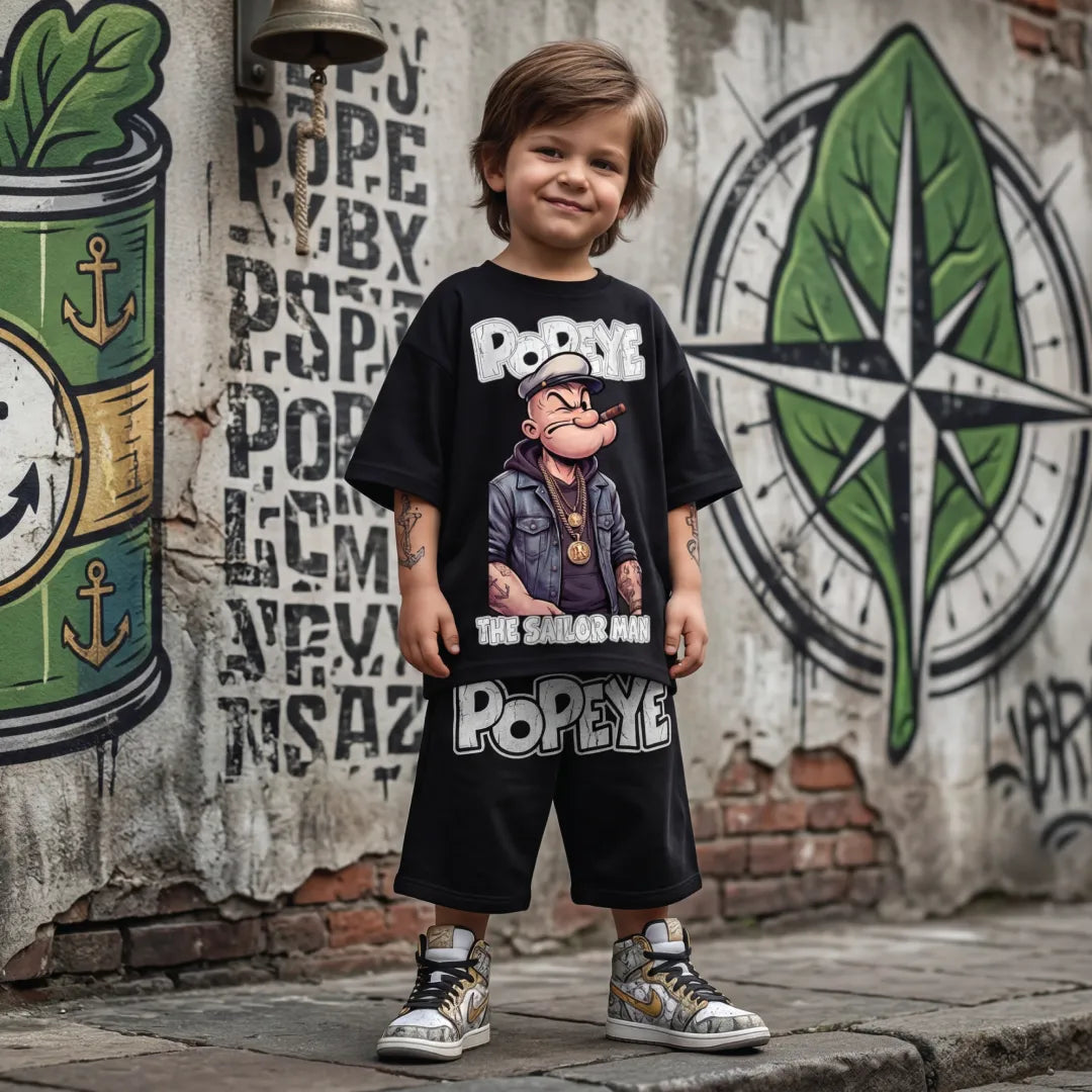 Popeye 'The Sailor Man ' Graphic Tee & Shorts for Kids
