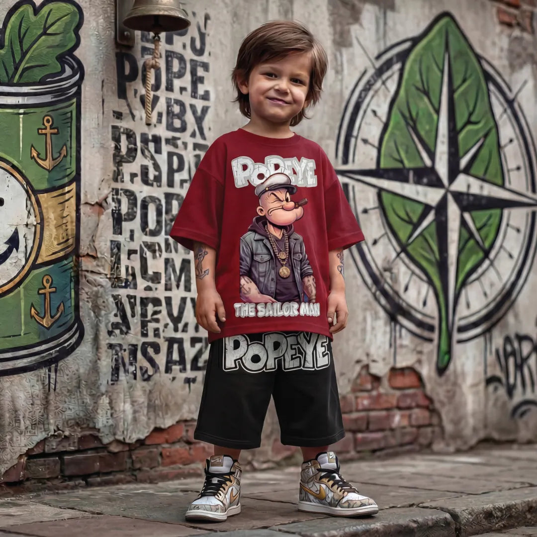 Popeye 'The Sailor Man ' Graphic Tee & Shorts for Kids