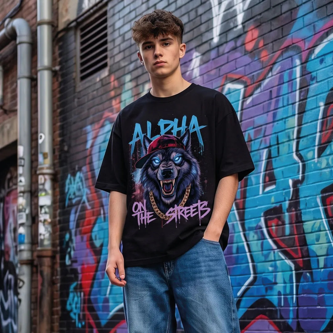 Alpha On The Streets Oversized Graphic T-Shirt