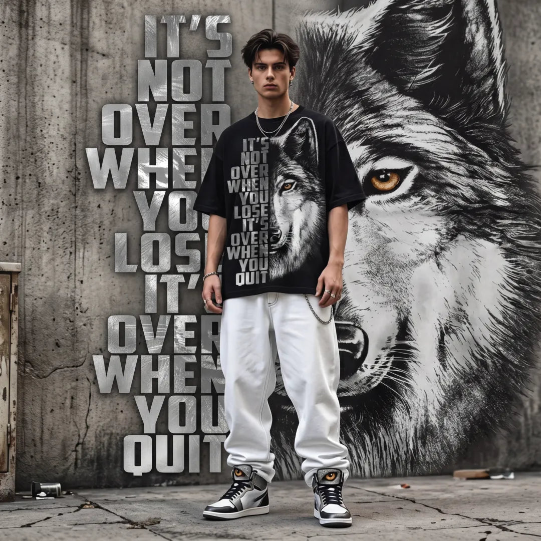 The "Alpha Spirit" Oversized Graphic Tee – Wolf Edition