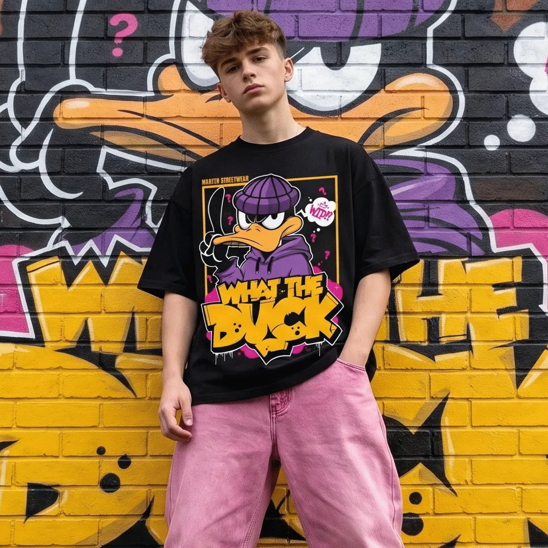 Marten Streetwear "What The Duck" Oversized Graphic T-Shirt