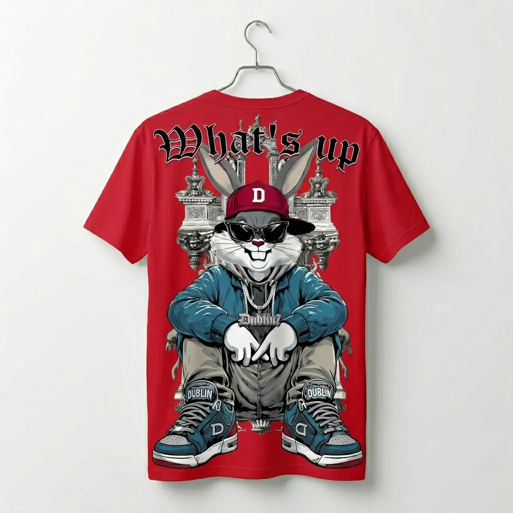 Marten "What's Up" Urban Bunny Graphic Tee – Premium White Streetwear