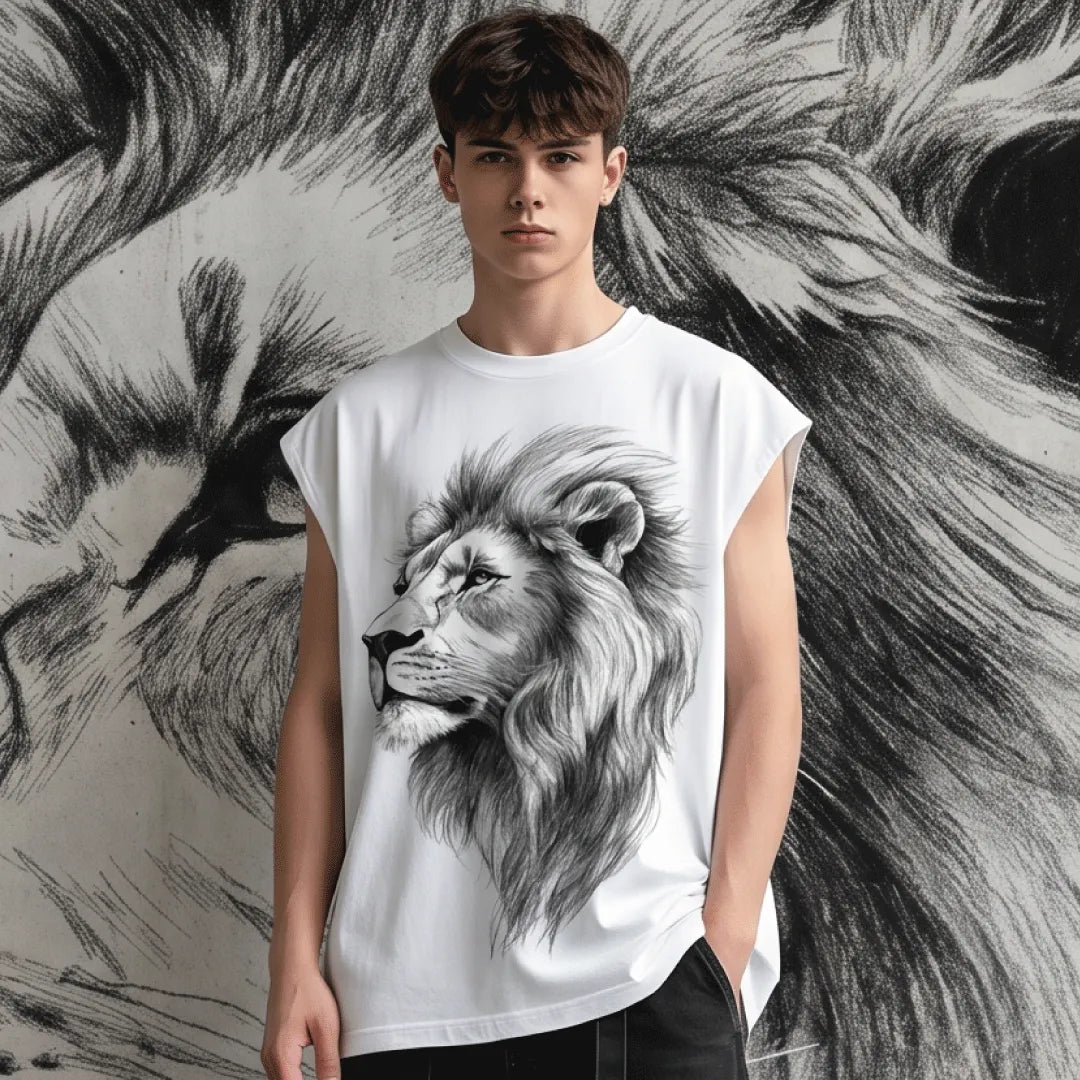 Lion Legacy Oversized Streetwear Sleeveless T-Shirt