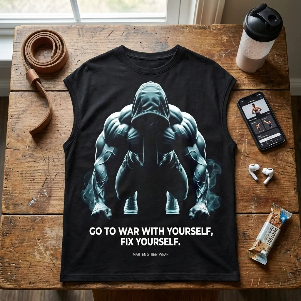 Go To War With Yourself – Premium Oversized Gym & Streetwear Sleeveless T-Shirt