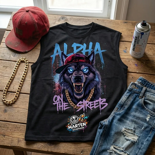 Alpha On The Streets Oversized Graphic Sleeveless T-Shirt