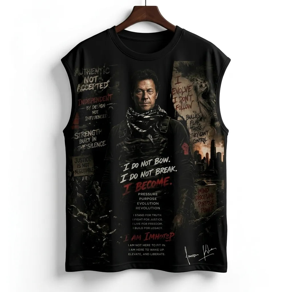 Marten Streetwear Premium Vintage Imran Khan Graphic Sleeveless T-Shirt 