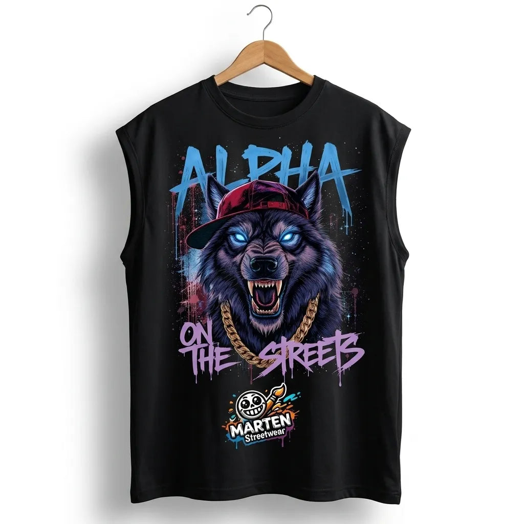 Alpha On The Streets Oversized Graphic Sleeveless T-Shirt