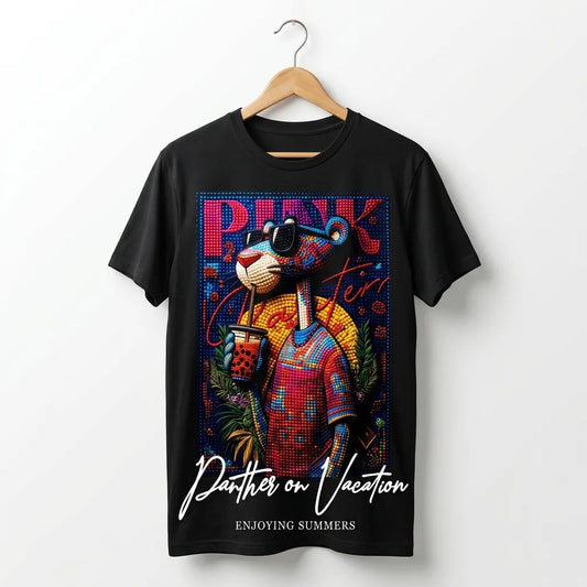 Panther on Vacation – Premium Oversized Graphic Tee