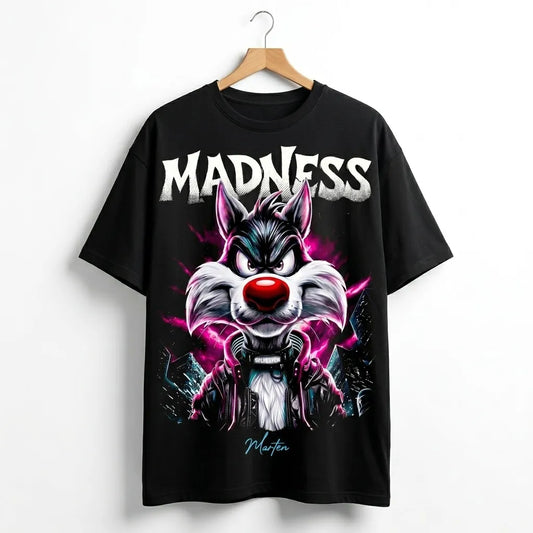 Madness Wolf Graphic Oversized T-Shirt 