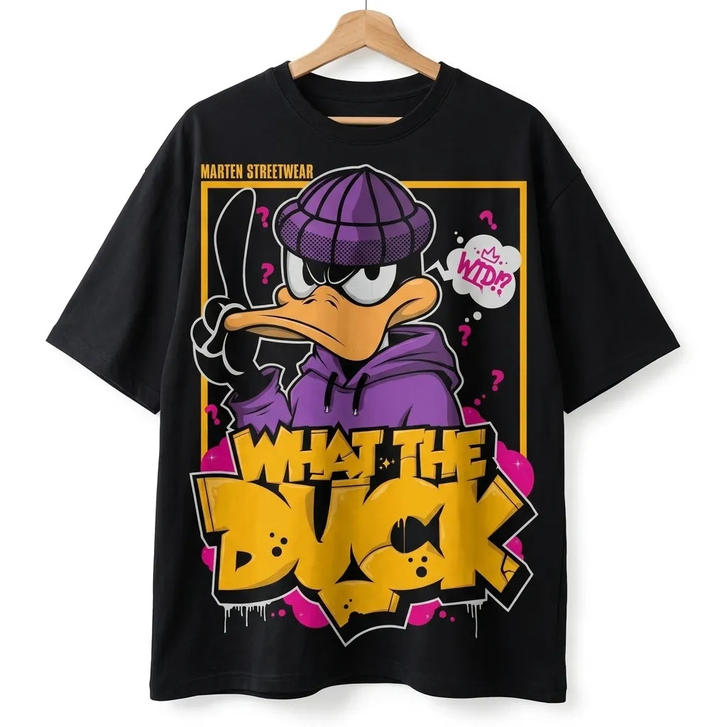 Marten Streetwear "What The Duck" Oversized Graphic T-Shirt