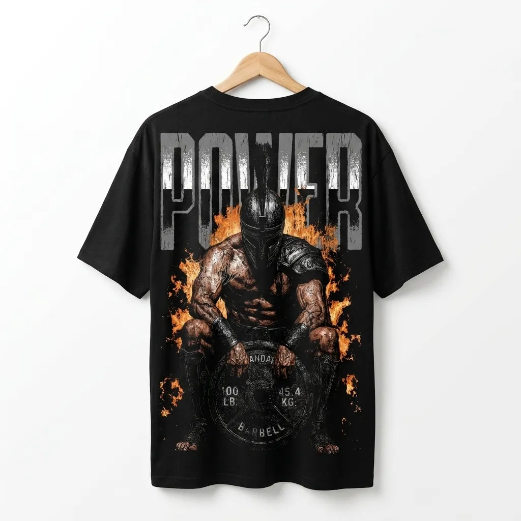 "POWER" Oversized Heavyweight Tee – Onyx Black | Marten Streetwear Pakistan