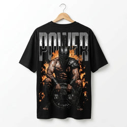"POWER" Oversized Heavyweight Tee – Onyx Black | Marten Streetwear Pakistan