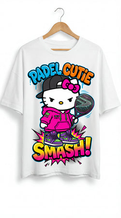PADEL CUTIE Smash!" White Oversized T-Shirt