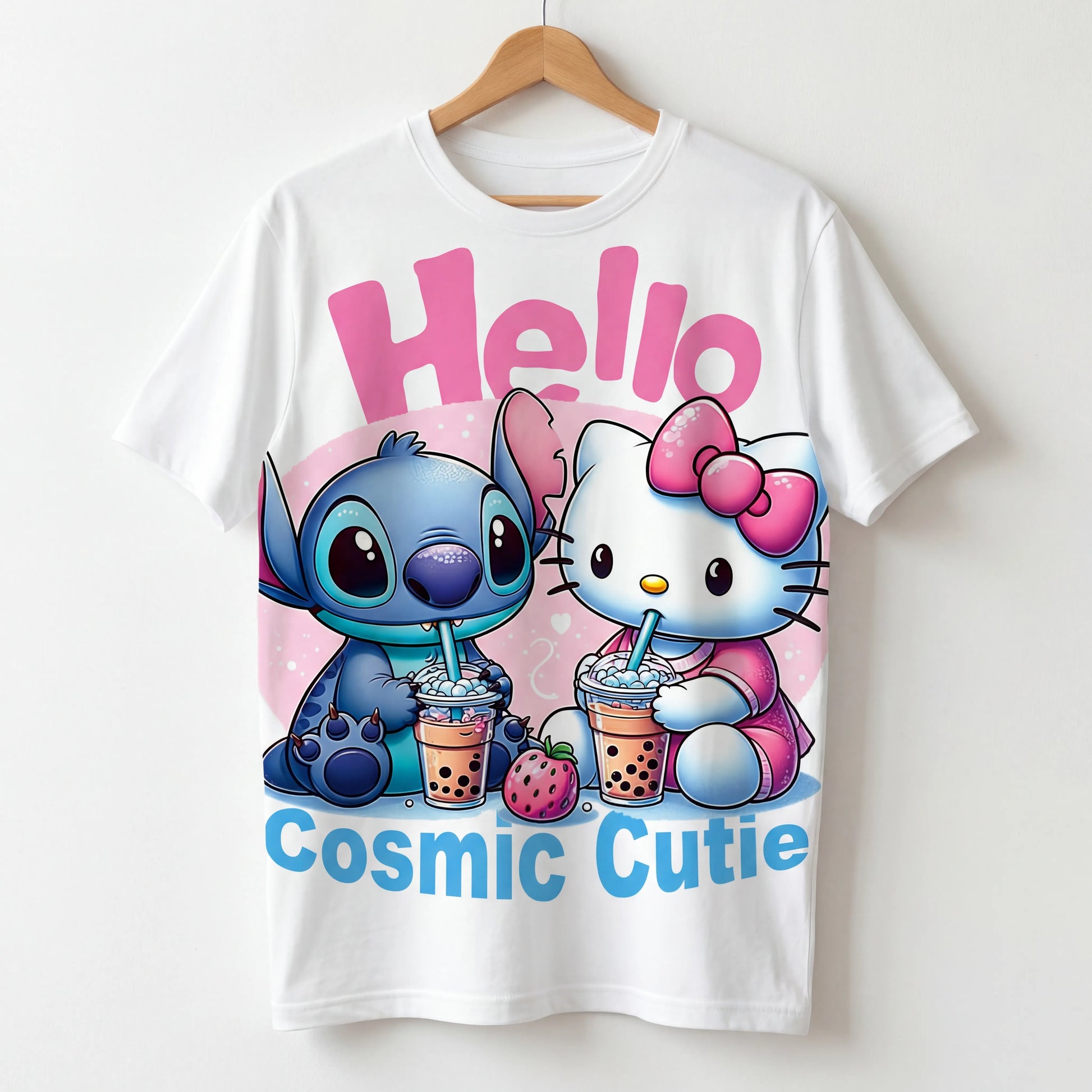 Hello Cosmic Cutie: Stitch x Hello Kitty Boba Oversized Tee