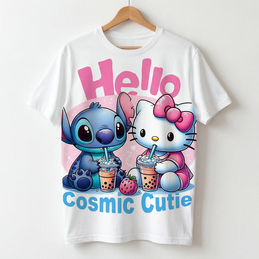 Hello Cosmic Cutie: Stitch x Hello Kitty Boba Oversized Tee