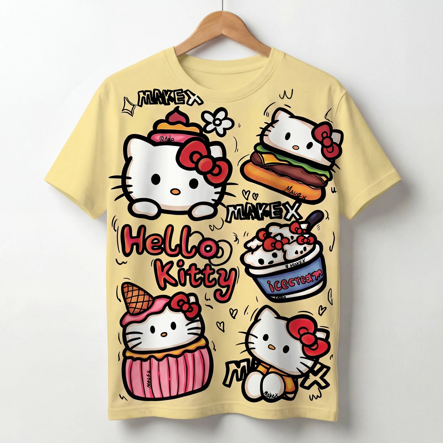 Cute Kitty  Character Graphic T-Shirt for Girls